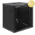 Qoltec Szafa RACK 19" | 12U | 600 x 635 x 600 | Perforowane drzwi | Wisząca | Stalowa obudowa | Zamek | Czarna