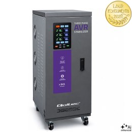 Qoltec Trójfazowy stabilizator napięcia AVR MULTIPROTECTION |15kVA | Dokładność ± 3% | Serwomotor 3F | LCD | Expert Line