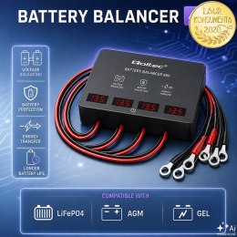 Qoltec Balanser napięcia 48V do akumulatorów 4 x 12V | 10A | AGM GEL LiFePO4 | LED