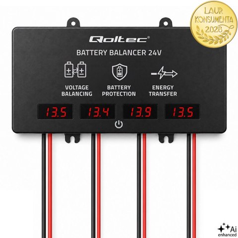 Qoltec Balanser napięcia 48V do akumulatorów 4 x 12V | 10A | AGM GEL LiFePO4 | LED