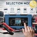 Qoltec Inteligentna ładowarka 12V 10A | Prostownik z funkcją naprawy | MCU | Auto OFF | 9-stopniowe ładowanie | AGM GEL LiFePO4