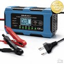 Qoltec Inteligentna ładowarka 12V 10A | Prostownik z funkcją naprawy | MCU | Auto OFF | 9-stopniowe ładowanie | AGM GEL LiFePO4