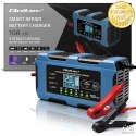 Qoltec Inteligentna ładowarka 12V 10A | Prostownik z funkcją naprawy | MCU | Auto OFF | 9-stopniowe ładowanie | AGM GEL LiFePO4