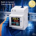 Qoltec Jednofazowy licznik 6w1| miernik zużycia energii na szynę DIN | 230V | 100A | LCD | CT | 3P