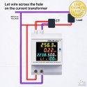 Qoltec Jednofazowy licznik 6w1| miernik zużycia energii na szynę DIN | 230V | 100A | LCD | CT | 3P