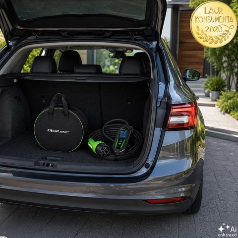 Qoltec Ładowarka do samochodu elektrycznego EV i hybryd z regulacją 2w1 Typ2 | 7kW | 230V | CEE 32A | Wi-Fi | Tuya | Smart life 