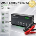 Qoltec Specjalistyczna ładowarka do akumulatora LiFePO4 12V | 10A | PF 0.9 | LED | Inteligentne ładowanie