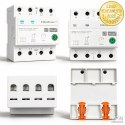 Qoltec Trójfazowy przekaźnik 63A na szynę DIN | 3P+N | Timer | Wi-Fi | Tuya | Smart Life | Amazon Alexa | 4P
