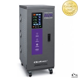 Qoltec Trójfazowy stabilizator napięcia AVR MULTIPROTECTION | 30kVA | Dokładność ± 3% | Serwomotor 3F | LCD | Expert Line