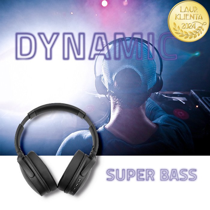 Qoltec Słuchawki bezprzewodowe z mikrofonem Super Bass DYNAMIC | BT | Czarne