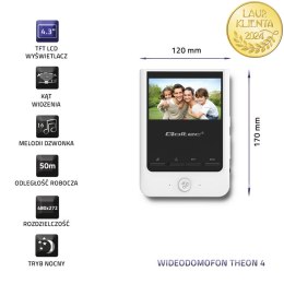 Qoltec Wideodomofon Theon 4 | TFT LCD 4.3" | Biały